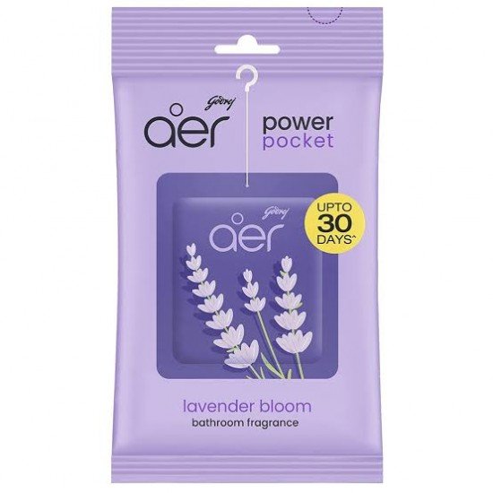 Godrej Aer Power Pocket - Long Lasting Bathroom Fragrance, Lavender Bloom, 10G